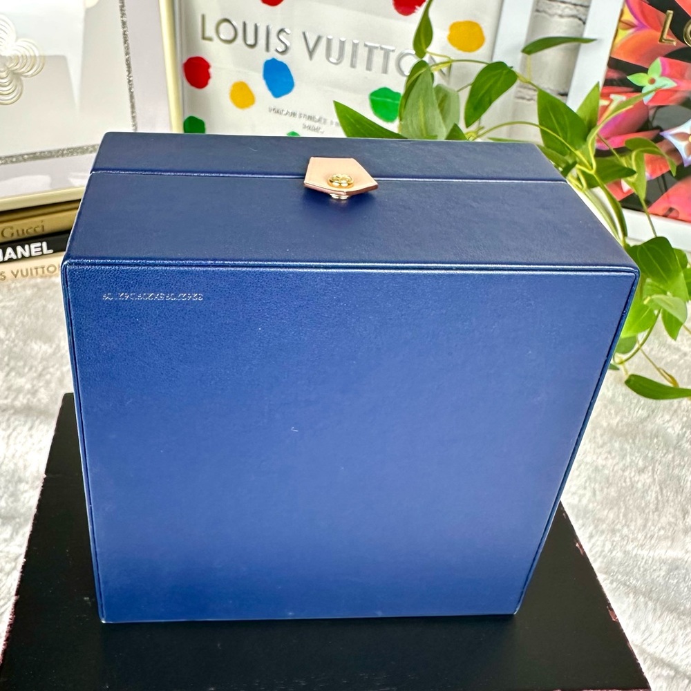 Louis Vuitton Large size Blue Leather jewelry box or watch box LIKE NEW RARE - Picture 6 of 13